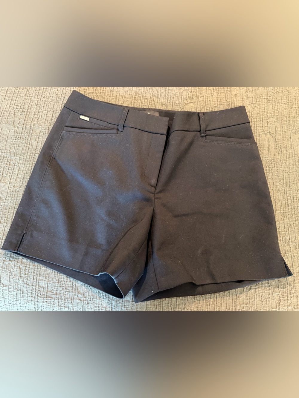 White House Black Market Black High-Rise Tailored Dress Shorts Hem Issue